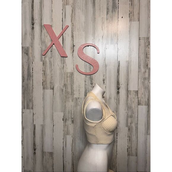 PrettyLittleThing Cream Crochet Textured Cutout Crop Top – Size XS - Picture 3 of 7